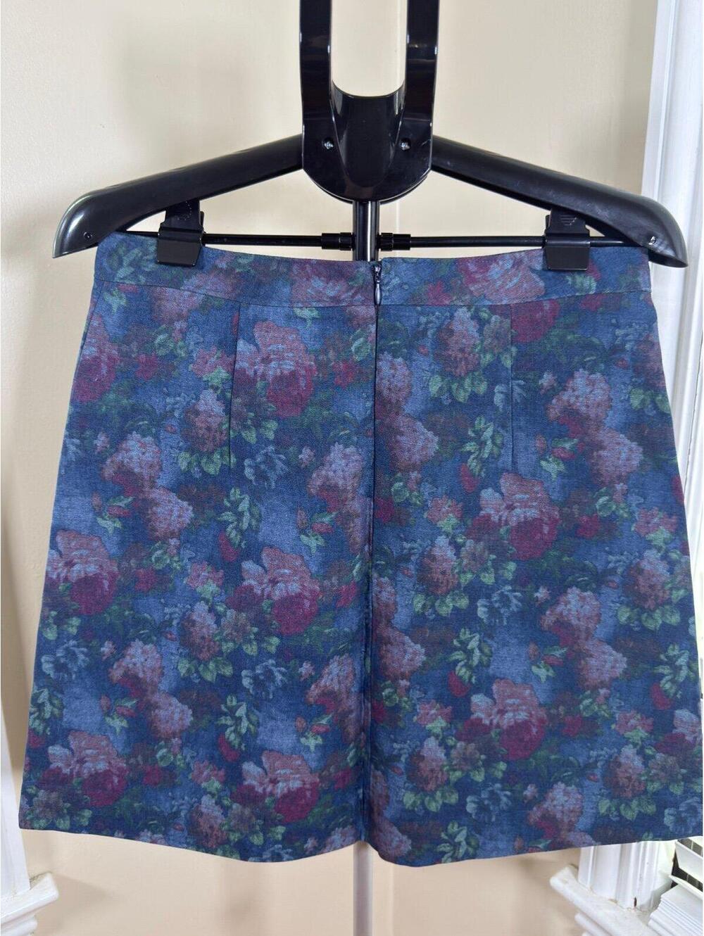 ERIN Erin Fetherston Floral Mini Skirt‎ Women’s Size 12 Blue Cargo Pocket NWT